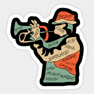 Colorful Jazz Musician Trumpeter Sticker